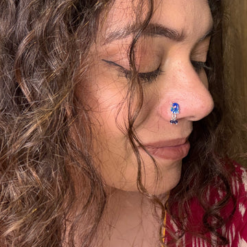 Blue Peacock Nose Pin